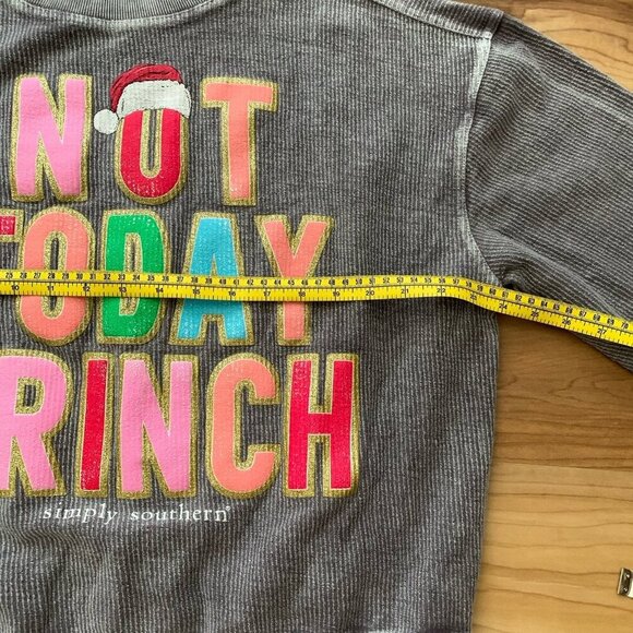 Simply Southern Women's Size XL Christmas Not Today Grinch Ribbed Cotton Top - Picture 5 of 10